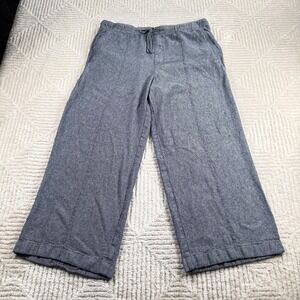 Gap Wide Leg Pants Womens L Blue Linen Blend Resort Coastal Boho Baggy Cruise